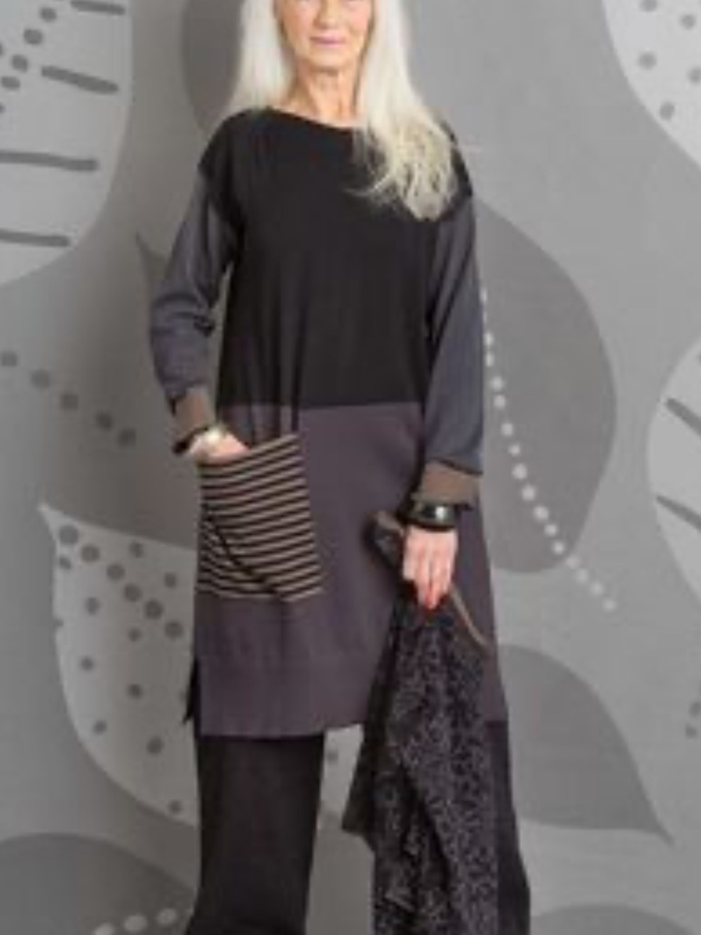 Gudrun Sjoden Organic Cotton Bloc Tunic Sweater Knit Midi Dress Large NWT